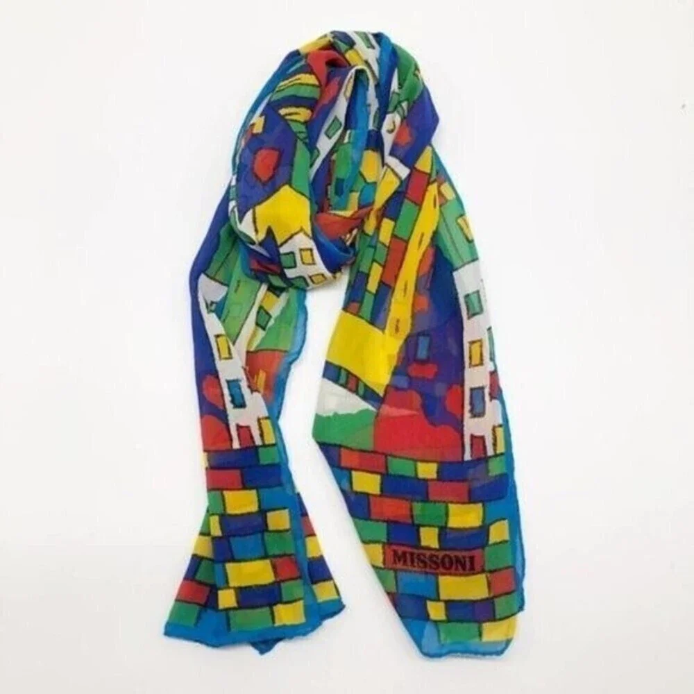 MISSONI Silk Colorful City Scarf